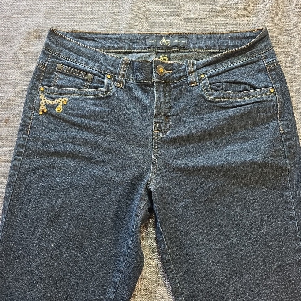 AB Jeans Collection Womens Size 12 Blue Embroidered 5 Pocket Design